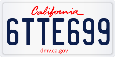 CA license plate 6TTE699