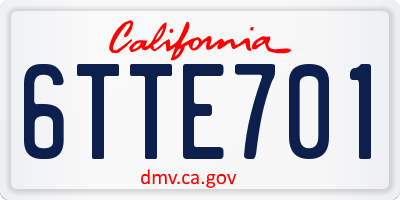 CA license plate 6TTE701