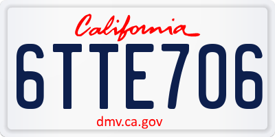CA license plate 6TTE706