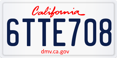 CA license plate 6TTE708