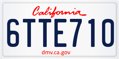 CA license plate 6TTE710