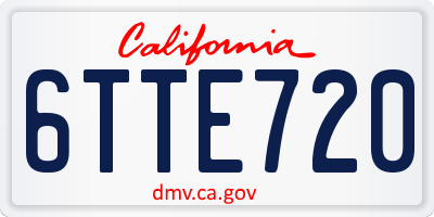 CA license plate 6TTE720