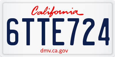 CA license plate 6TTE724