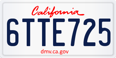 CA license plate 6TTE725