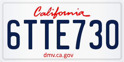CA license plate 6TTE730