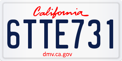 CA license plate 6TTE731