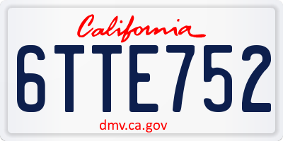 CA license plate 6TTE752