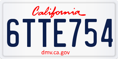 CA license plate 6TTE754