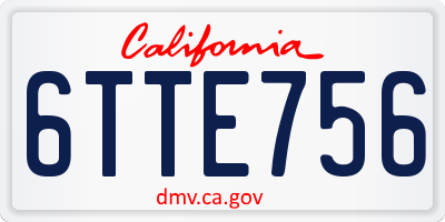 CA license plate 6TTE756