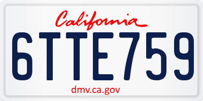 CA license plate 6TTE759