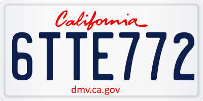 CA license plate 6TTE772
