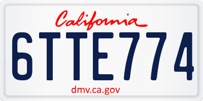 CA license plate 6TTE774