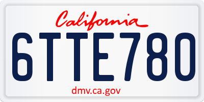 CA license plate 6TTE780