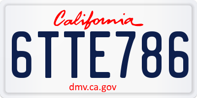 CA license plate 6TTE786