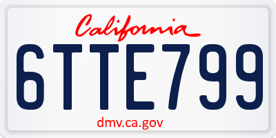 CA license plate 6TTE799
