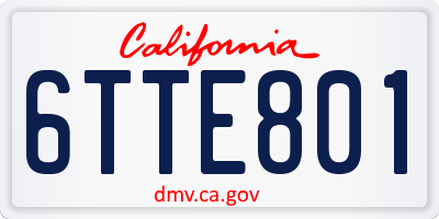 CA license plate 6TTE801