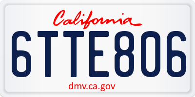 CA license plate 6TTE806