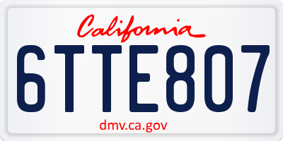 CA license plate 6TTE807