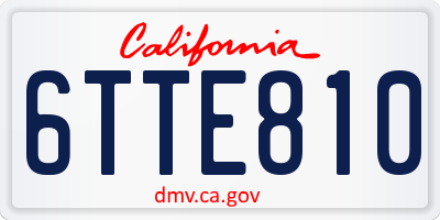 CA license plate 6TTE810