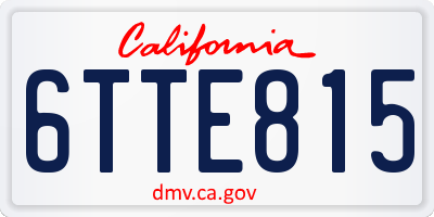 CA license plate 6TTE815