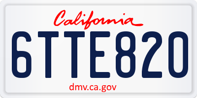 CA license plate 6TTE820