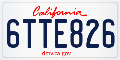 CA license plate 6TTE826