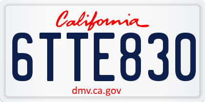CA license plate 6TTE830