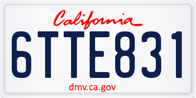 CA license plate 6TTE831