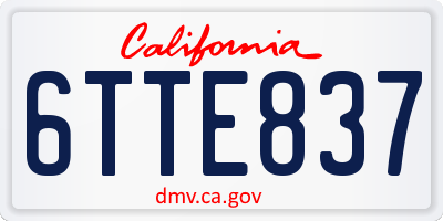 CA license plate 6TTE837