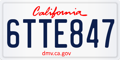 CA license plate 6TTE847