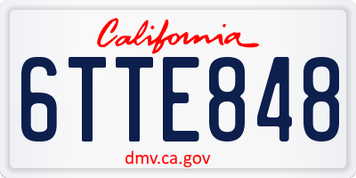 CA license plate 6TTE848