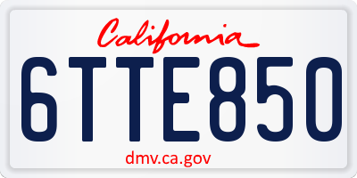 CA license plate 6TTE850