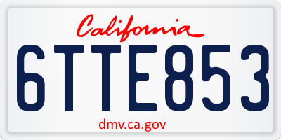 CA license plate 6TTE853