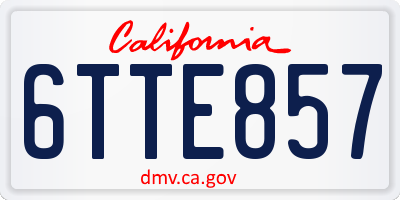 CA license plate 6TTE857