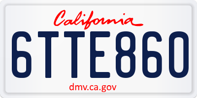 CA license plate 6TTE860