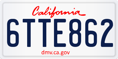 CA license plate 6TTE862