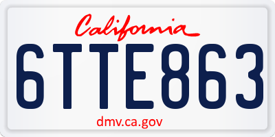 CA license plate 6TTE863