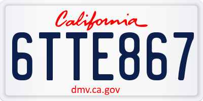 CA license plate 6TTE867