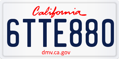 CA license plate 6TTE880