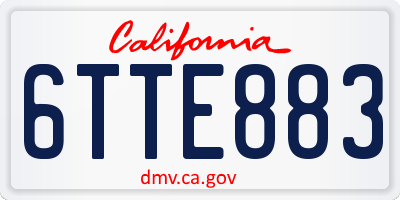 CA license plate 6TTE883