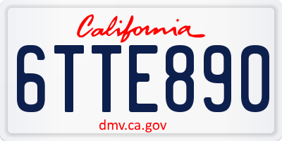 CA license plate 6TTE890