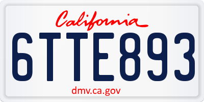 CA license plate 6TTE893