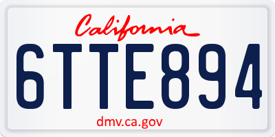 CA license plate 6TTE894