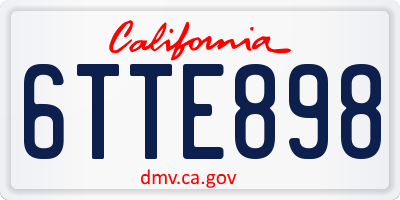 CA license plate 6TTE898