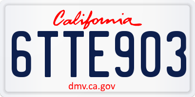 CA license plate 6TTE903