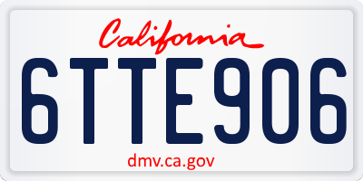 CA license plate 6TTE906