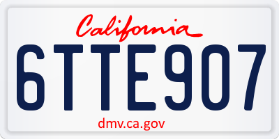 CA license plate 6TTE907
