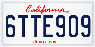 CA license plate 6TTE909