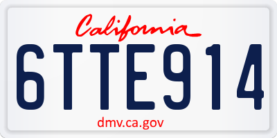 CA license plate 6TTE914