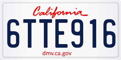 CA license plate 6TTE916